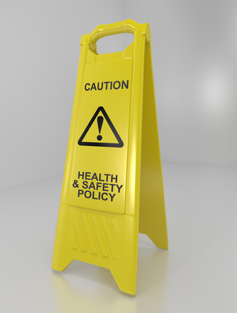 3d Illustration depicting a warning floor sign with a health and safety policy concept.の写真素材