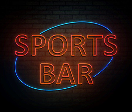 3d Illustration depicting an illuminated neon sign with a sports bar concept.の写真素材