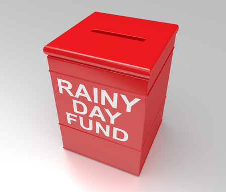 3d Illustration depicting a red money box with a rainy day fund concept.の写真素材