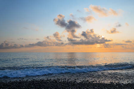 colorful sunset on the coast of the Black seaの写真素材