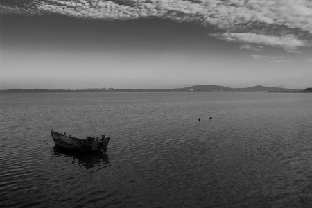 The boat driftedの写真素材