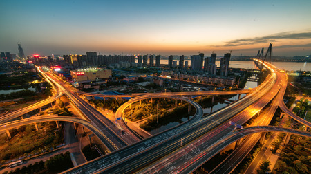 27 Yangtze River bridge night viewのeditorial素材