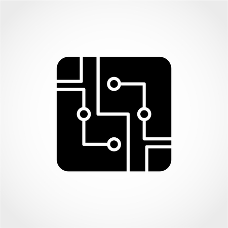 Technology scheme square symbol. Circuit board sign Icon Isolated on White Backgroundのイラスト素材