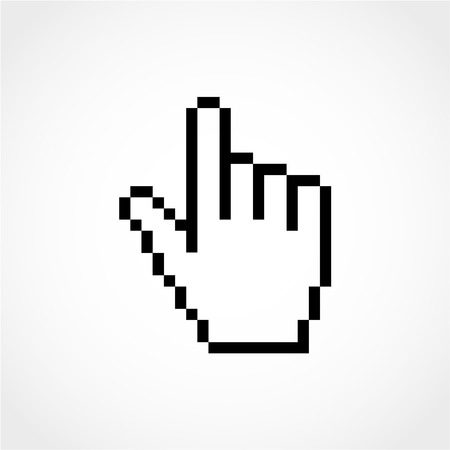 Pixel hand Icon Isolated on White Backgroundのイラスト素材