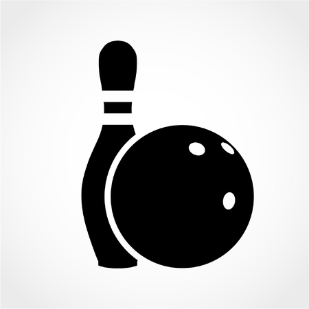 Bowling game sign icon. Ball with pin skittle symbol Isolated on White Backgroundのイラスト素材
