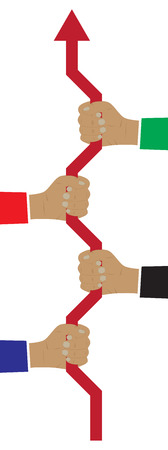 Corporate solidarity. Teamwork. Concept of teamwork that leads company to success. Corporate culture.のイラスト素材