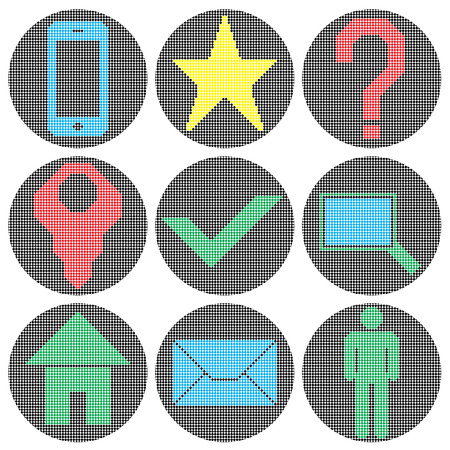 Pixel website icons. Color of symbols can be easily changed  (symbols are in separate group). Icons for your web sites, design, banners, posters etc.のイラスト素材