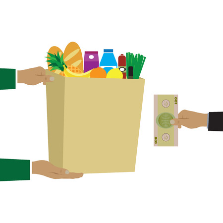 Colorful vector illustration concept for grocery delivery.のイラスト素材