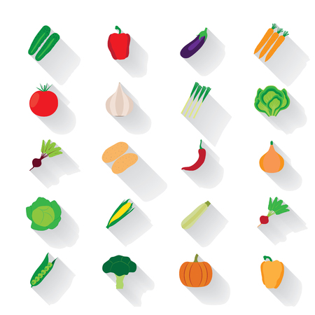 Vegetable flat icons with a shadow.のイラスト素材