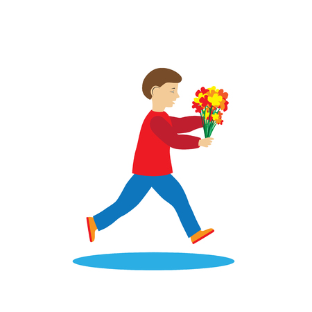 Child with flowers.  Illustration, elements for design.のイラスト素材