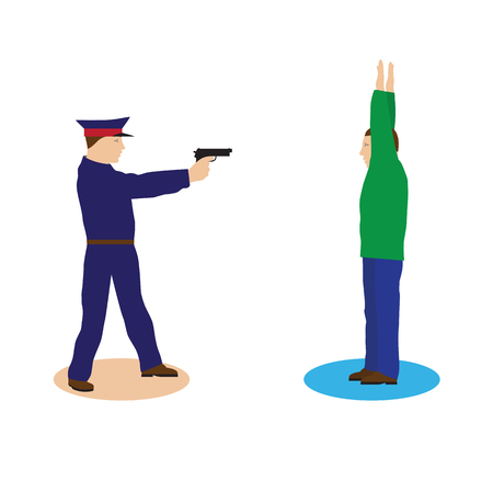 Criminal, offender and Police officer. Illustration, elements for design.のイラスト素材