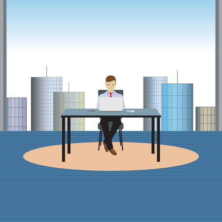 Person, businessman sitting at the table. Illustration, elements for design.のイラスト素材