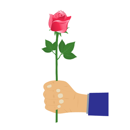 Hand with rose. Flower. Illustration, elements for design.のイラスト素材