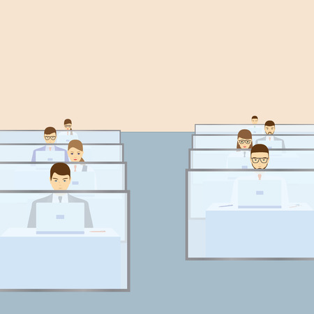 Men and women working in the office. Call center.のイラスト素材