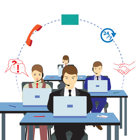 People working in a call center. Support service. Call center.のイラスト素材