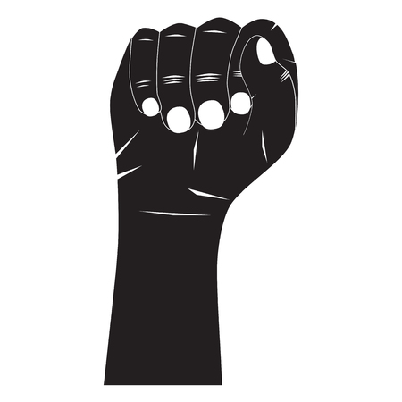 Black hand silhouette. Fist.のイラスト素材