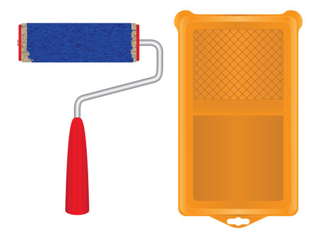 Paint roller for painting. Paint tray. Tool. Repair tool.のイラスト素材