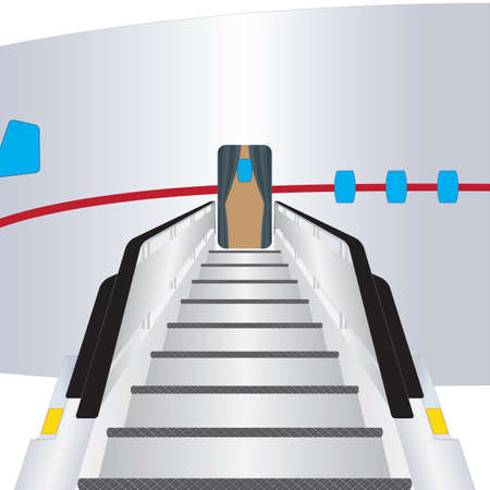 Ladder near the plane. The plane is waiting for passengers to board.のイラスト素材