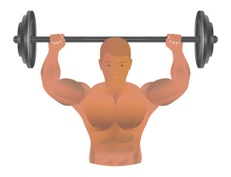 Athlete with a barbell in his hands. Sportsman's body. Sport. Bodybuilding sport. Fitness sport.のイラスト素材