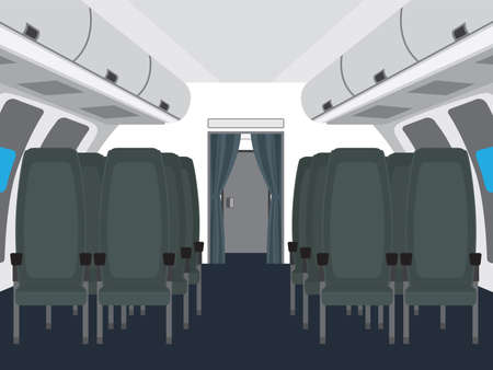The interior of the aircraft cabin. The plane is waiting for passengers to board.のイラスト素材