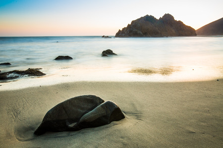 Rocks on the sand beachの写真素材