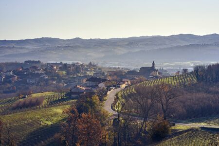 Sunset in Piemonte village near Baroloの写真素材