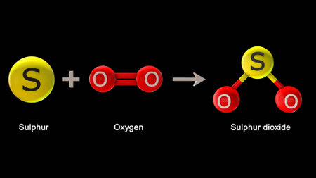 Sulfur Dioxide Formula 3D Illustration