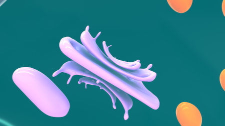 3d illustration of abstract background with color blots and liquid.の写真素材