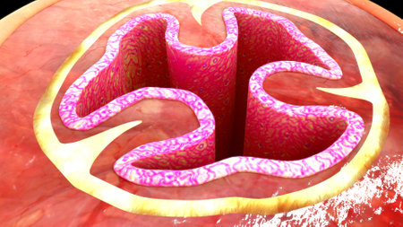 Human pancreas in human body, 3D illustration. Human anatomyの写真素材