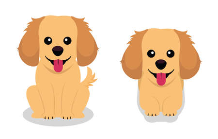 Cute dog sitting and sleep cartoon vector illustration. flat cartoon style. Golden retriever cartoon vector.のイラスト素材