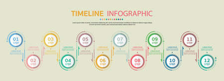 Timeline for 12 months, Infographic template for business.Timeline diagram calendar.のイラスト素材