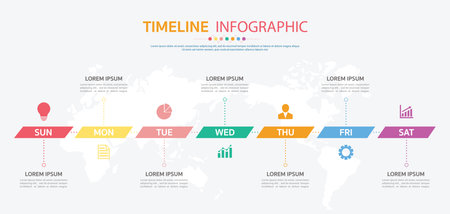 Timeline for 12 months or 1 year, Infographic square template for business.のイラスト素材