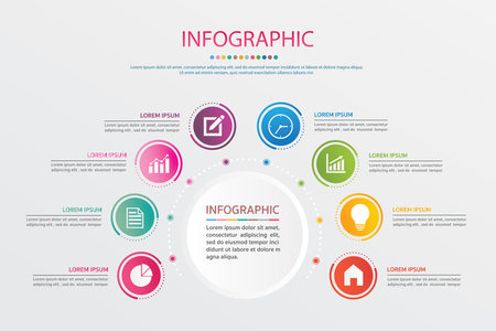 Timeline infographics design vector and marketing icons. Business concept with 8 options, steps or processes .のイラスト素材