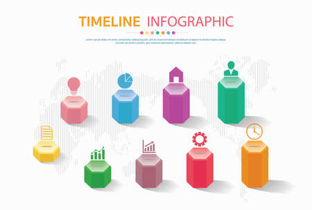Timeline for 9 steps,options or processes , Infographic circle 3d template for business.のイラスト素材