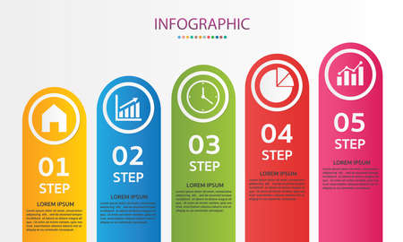 Infographics business icons. Business concept with 5 options, steps or processes.のイラスト素材