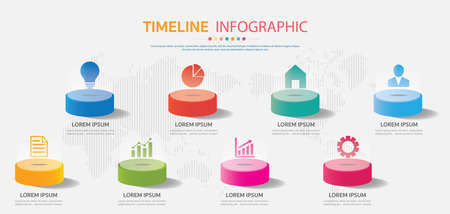 Timeline for 8 steps,options or processes , Infographic circle 3d template for business.の写真素材
