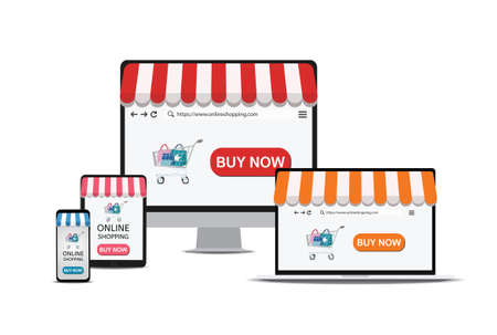 Shopping online on website or mobile application vector concept marketing and digital marketing.