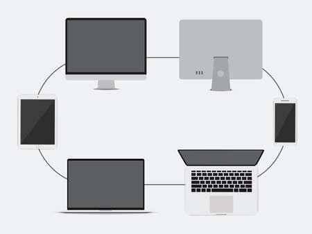 Device set monitor laptop, tablet and phone templateのイラスト素材