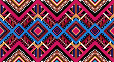 Geometric ethnic pattern vector background. seamless pattern traditional, Design for background, wallpaper, Batik, fabric, carpet, clothing, wrapping, and textile.colorful ethnic pattern illustration.のイラスト素材