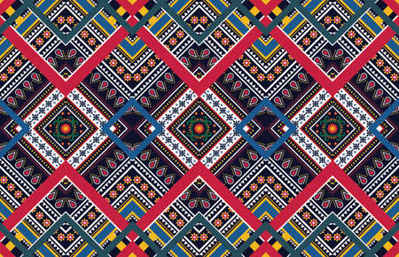 Geometric ethnic pattern vector background. seamless pattern traditional,Design for background, wallpaper, Batik, fabric, carpet, clothing, wrapping, and textile. Colorful ethnic pattern illustration.のイラスト素材