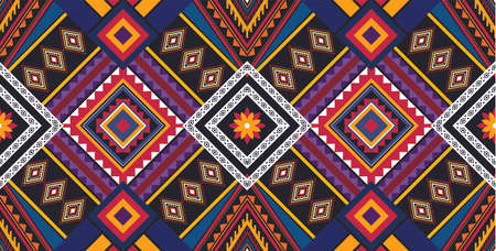 Ethnic abstract triangle pattern art. Seamless pattern in tribal, folk embroidery, and Mexican style. Aztec geometric art ornament print.Design for carpet, clothing, wrapping, fabric, cover, textileのイラスト素材