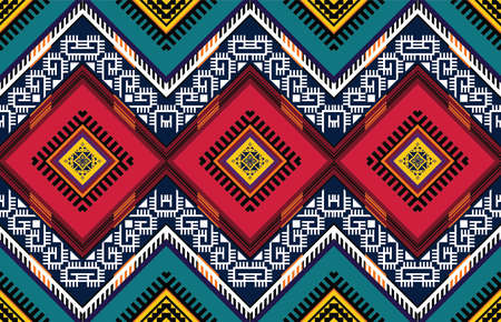 Geometric ethnic pattern vector background. seamless pattern traditional,Design for background, wallpaper, Batik, fabric, carpet, clothing, wrapping, and textile. Colorful ethnic pattern illustration.のイラスト素材