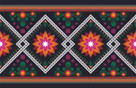 Ethnic pattern vector background. seamless pattern traditional, Design for background, wallpaper, Batik, fabric, carpet, clothing, wrapping, and textile.Vector illustration.tribal pattern.の写真素材