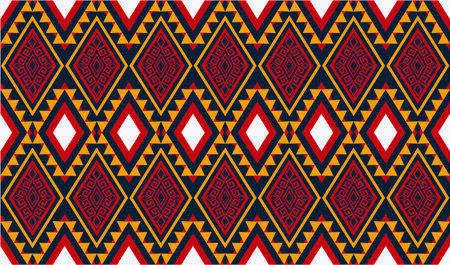Ethnic abstract triangle pattern art. Seamless pattern in tribal, folk embroidery, and Mexican style. Aztec geometric art ornament print.Design for carpet, clothing, wrapping, fabric, cover, textileのイラスト素材