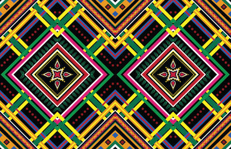 colorful oriental ethnic seamless pattern traditional background Design for carpet,wallpaper,clothing,wrapping,batik,fabric,Vector illustration embroidery style.のイラスト素材