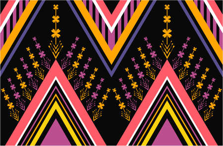 Ethnic abstract triangle pattern art. Seamless pattern in tribal, folk embroidery, and Mexican style. Aztec geometric art ornament print.Design for carpet, clothing, wrapping, fabric, cover, textileのイラスト素材