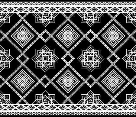 Ethnic pattern vector background. seamless pattern traditional, Design for background, wallpaper, Batik, fabric, carpet, clothing, wrapping, and textile.Vector illustration.black and white pattern.の写真素材