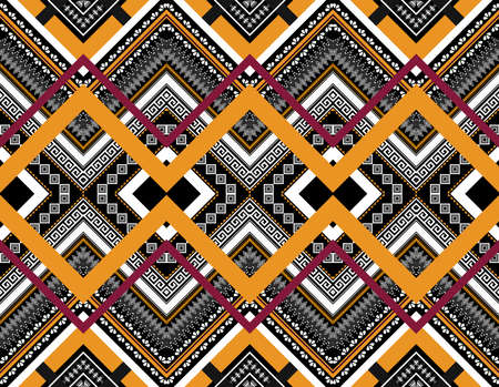 Geometric ethnic pattern vector background. seamless pattern traditional, Design for background, wallpaper, Batik, fabric, carpet, clothing, wrapping, and textile. ethnic pattern illustration.のイラスト素材