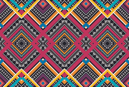 Ethnic abstract triangle pattern art. Seamless pattern in tribal, folk embroidery, and Mexican style. Aztec geometric art ornament print.Design for carpet, clothing, wrapping, fabric, cover, textileのイラスト素材