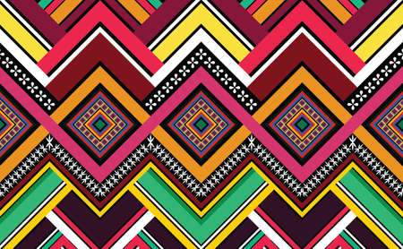 Geometric ethnic pattern vector background. seamless pattern traditional,Design for background, wallpaper, Batik, fabric, carpet, clothing, wrapping, and textile. Colorful ethnic pattern illustration.のイラスト素材
